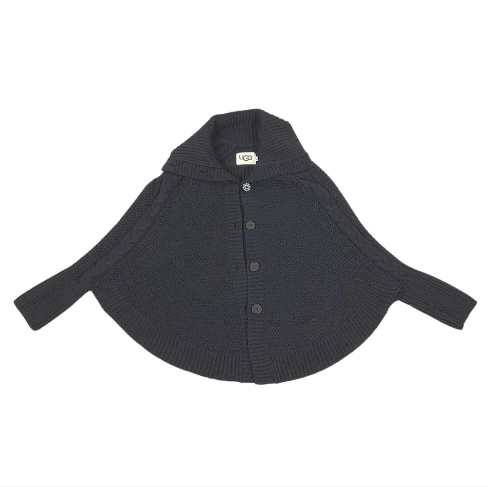 UGG Black Maribeth Cocoon Cape Ribbed Cable Knit Cardigan - Picture 8 of 12